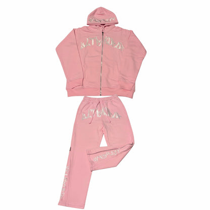 UltraDrop Pink Zip-Up Hoodie & Flared Pants