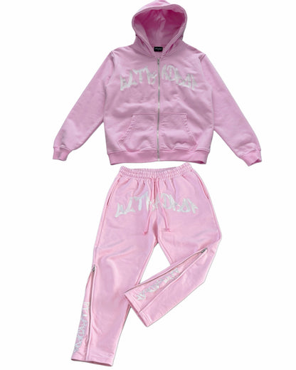 UltraDrop Pink Zip-Up Hoodie & Flared Pants