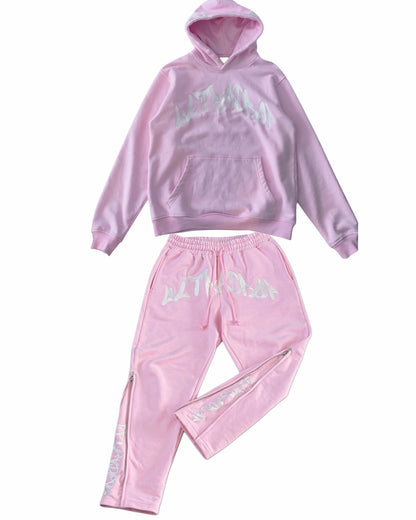 UltraDrop Pink Pullover Hoodie & Flared Pants