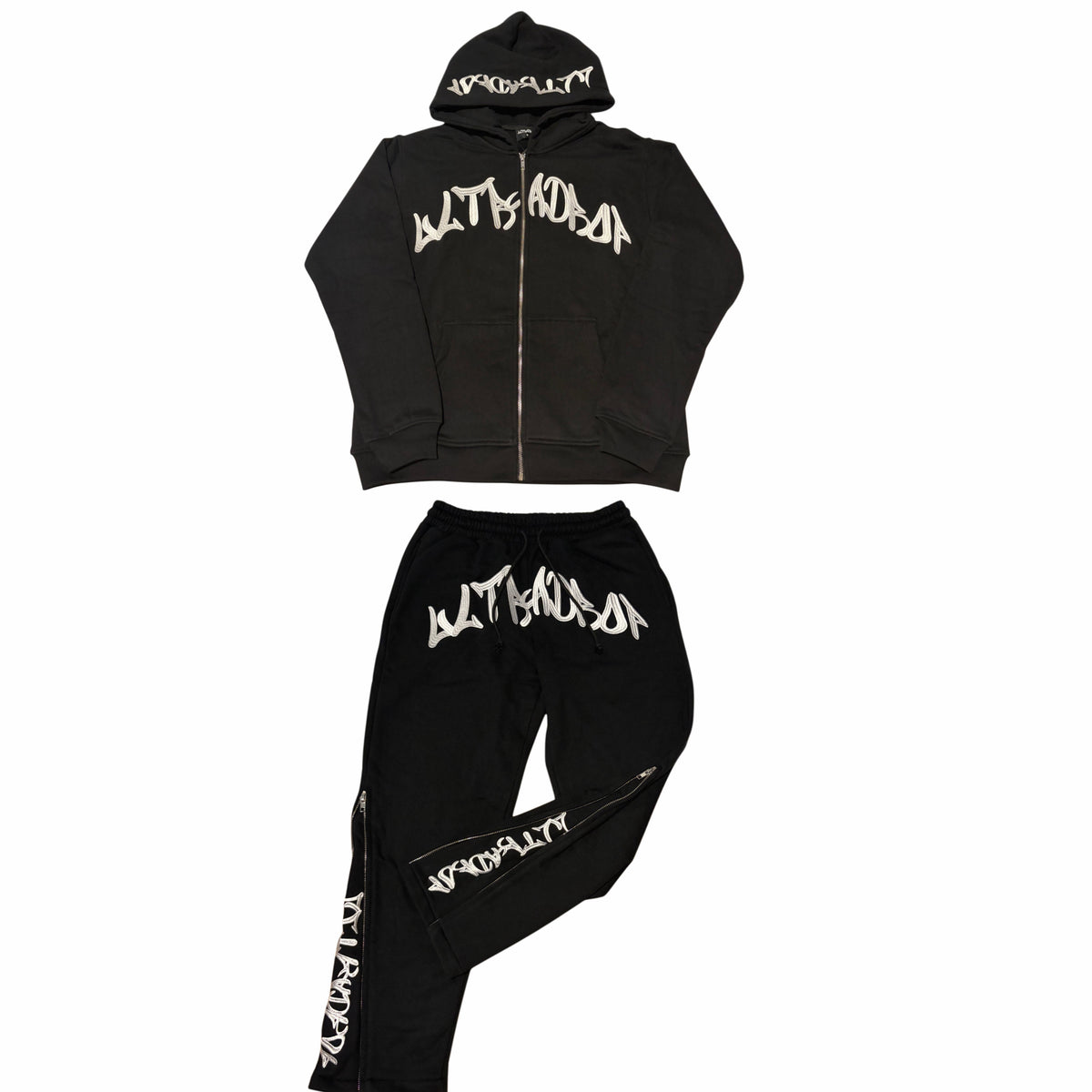 UltraDrop Black Zip-Up Hoodie & Flared Pants