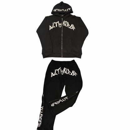 UltraDrop Black Zip-Up Hoodie & Flared Pants