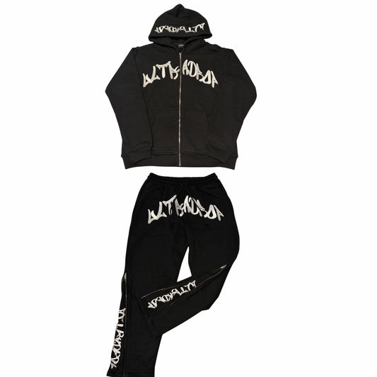 UltraDrop Black Zip-Up Hoodie & Flared Pants
