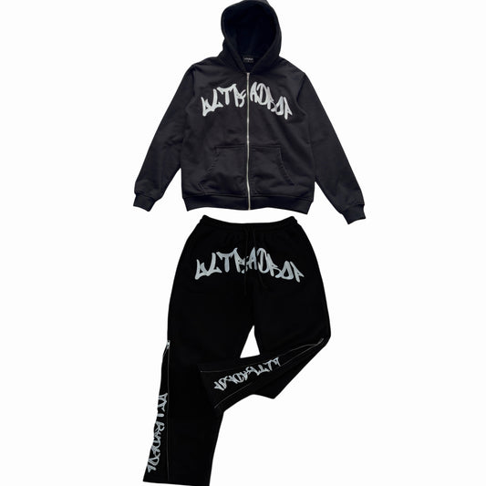 UltraDrop Black Zip-Up Hoodie & Flared Pants